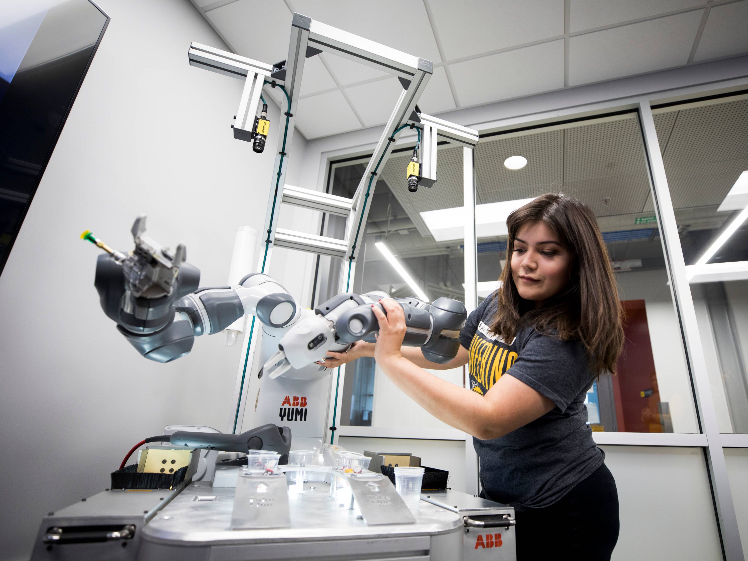 Student in robotics lab.