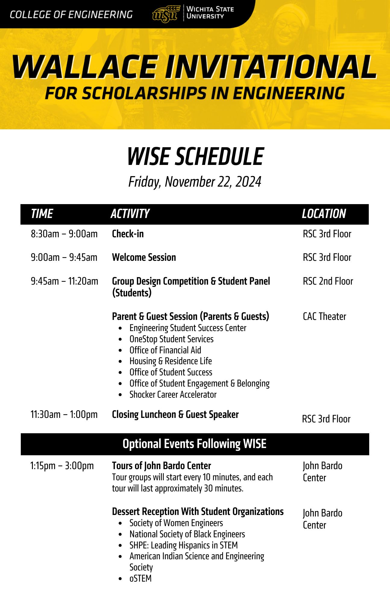 WISE Schedule