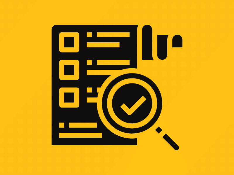 Paper research with magnifying glass icon