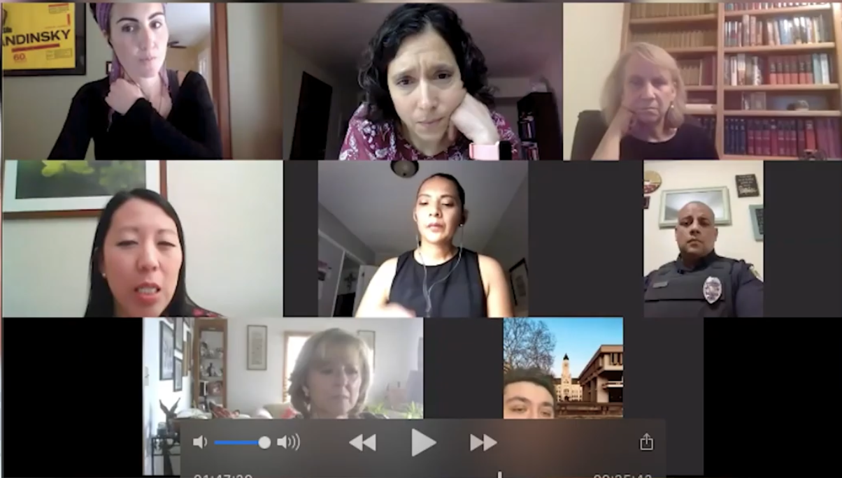 Individuals discussing on Zoom