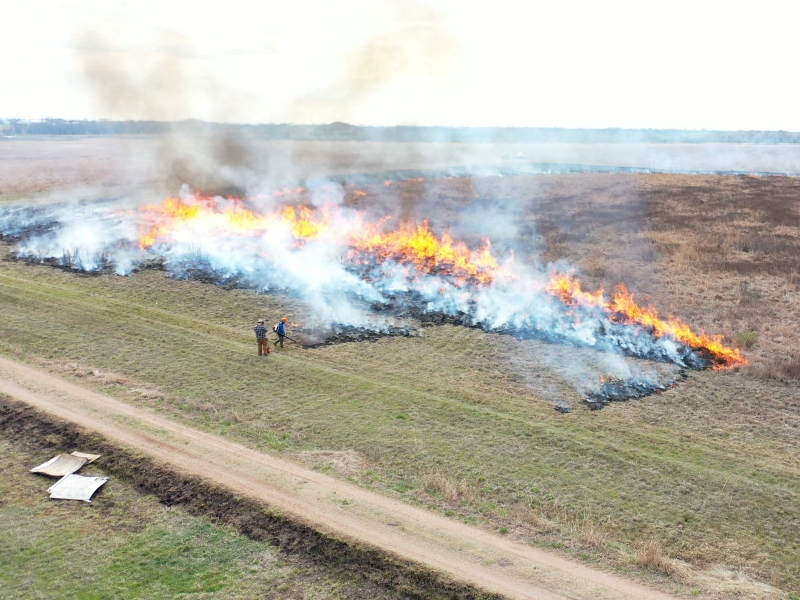 A controlled burn is performed on the Ninnescah Reserve