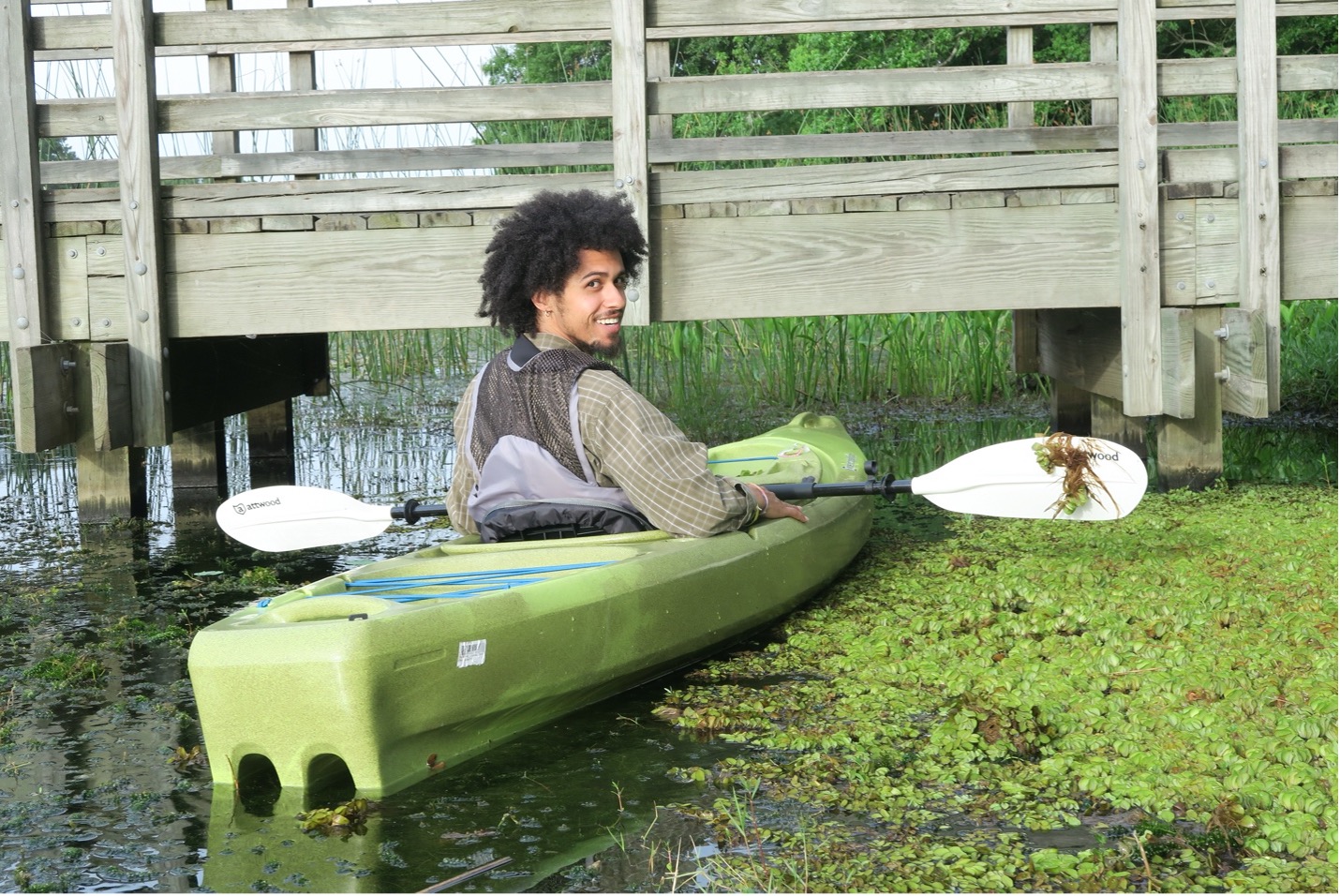 Student in kayak