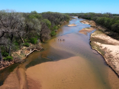 Students take samples in the Ninnescah River