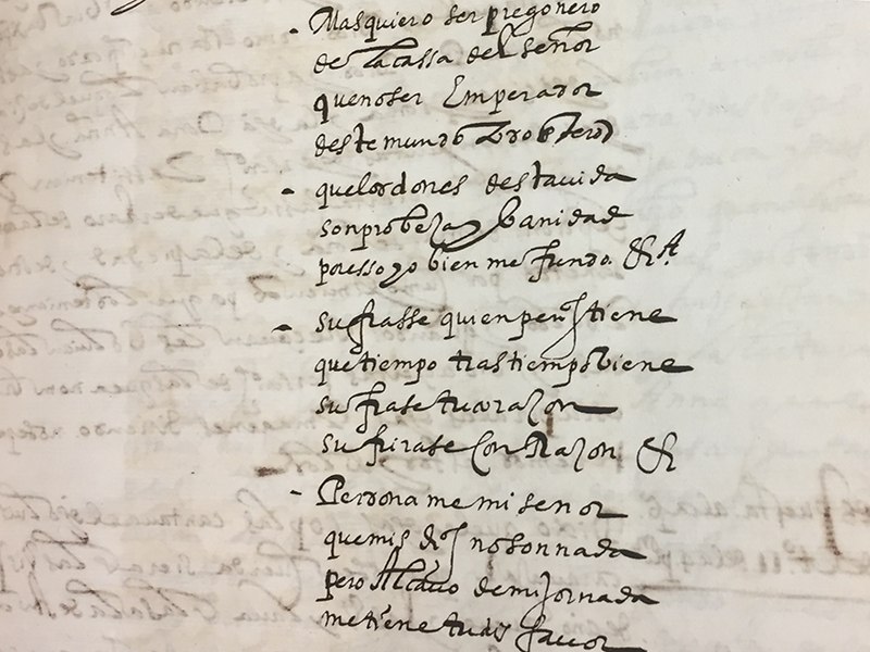 Fragmento de la transcripción de un juicio de la Inquisición.