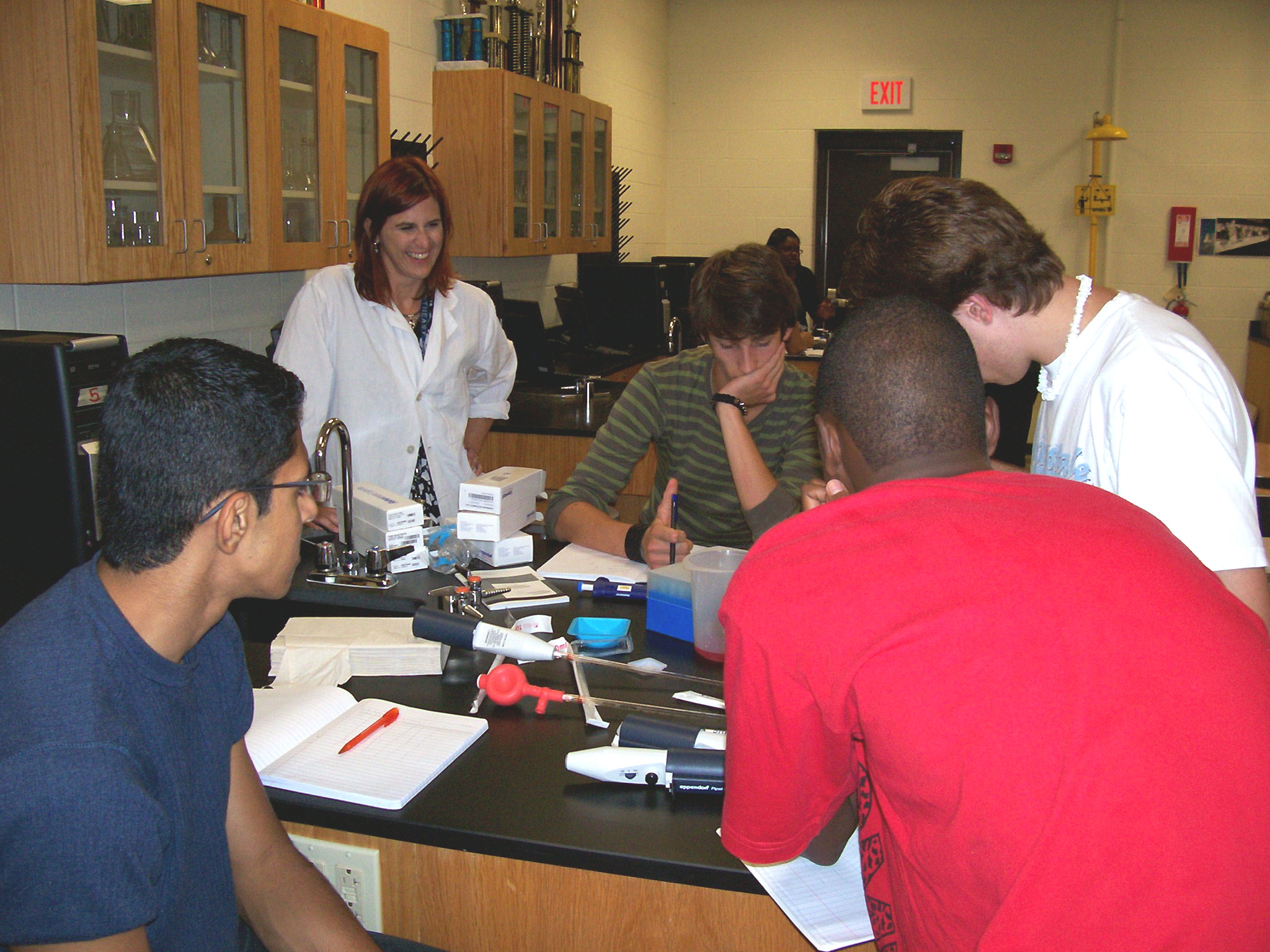 Students researching in lab