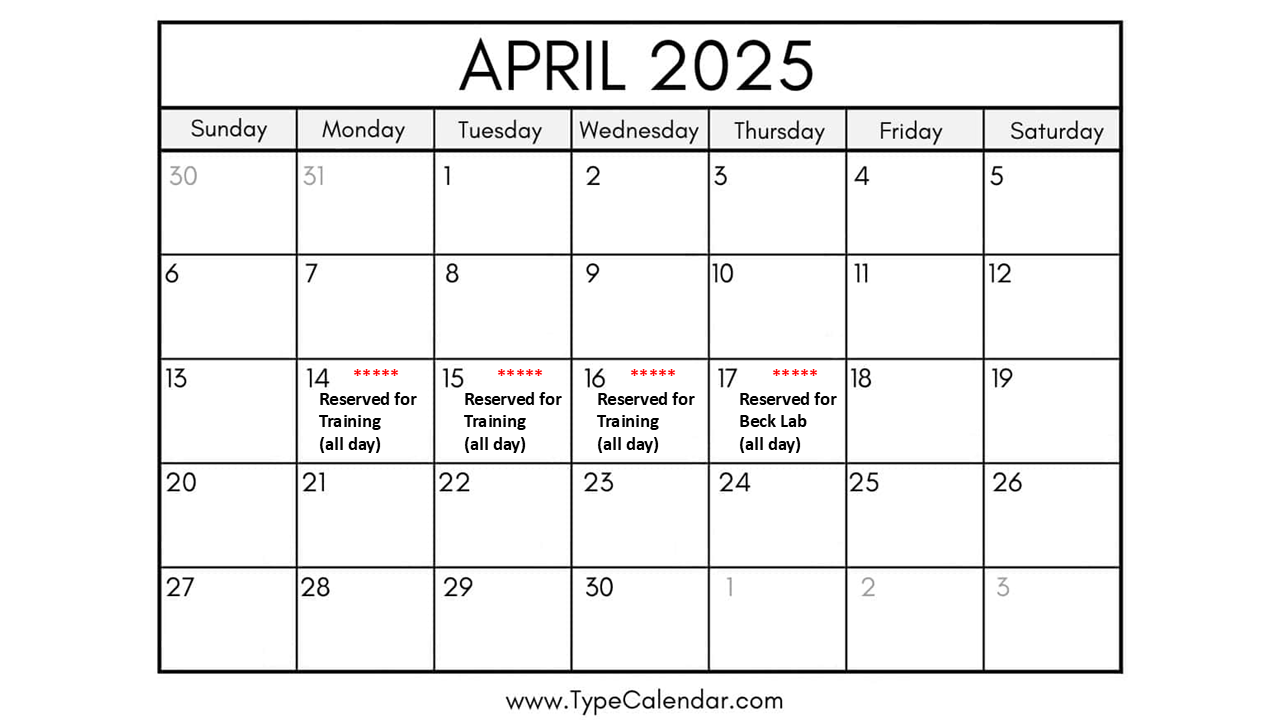 NMR reservation schedule for April 2025