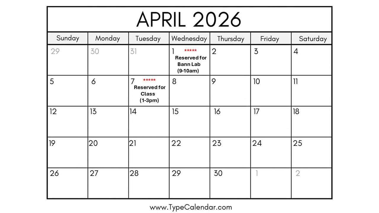 NMR reservation schedule for April 2026