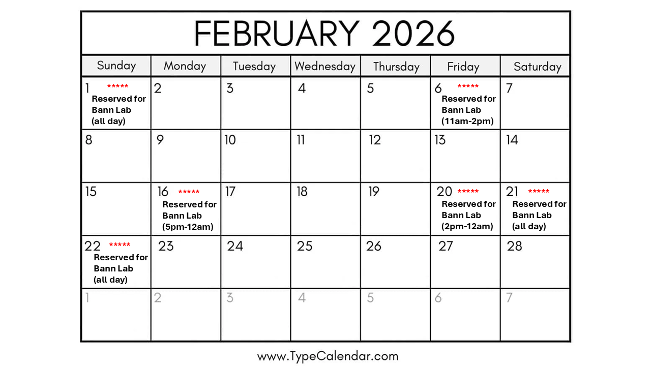 NMR reservation schedule for February 2026