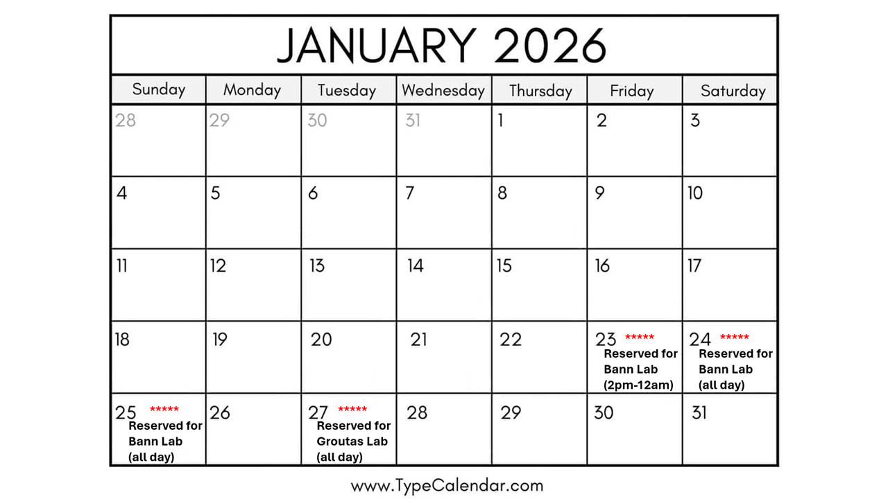 NMR reservation schedule for January 2026