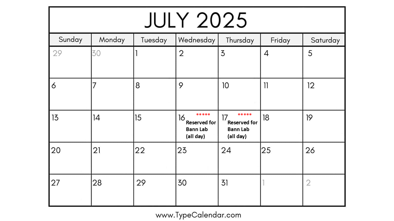 NMR reservation schedule for July 2025