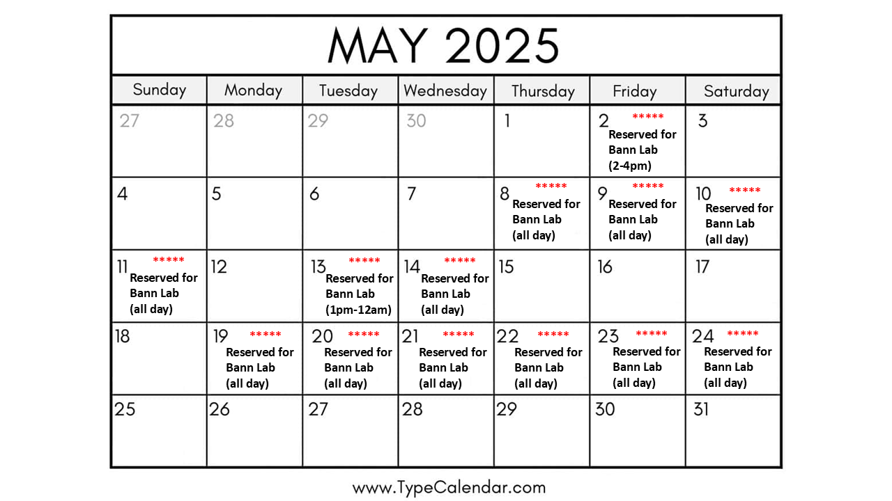 NMR reservation schedule for May 2025