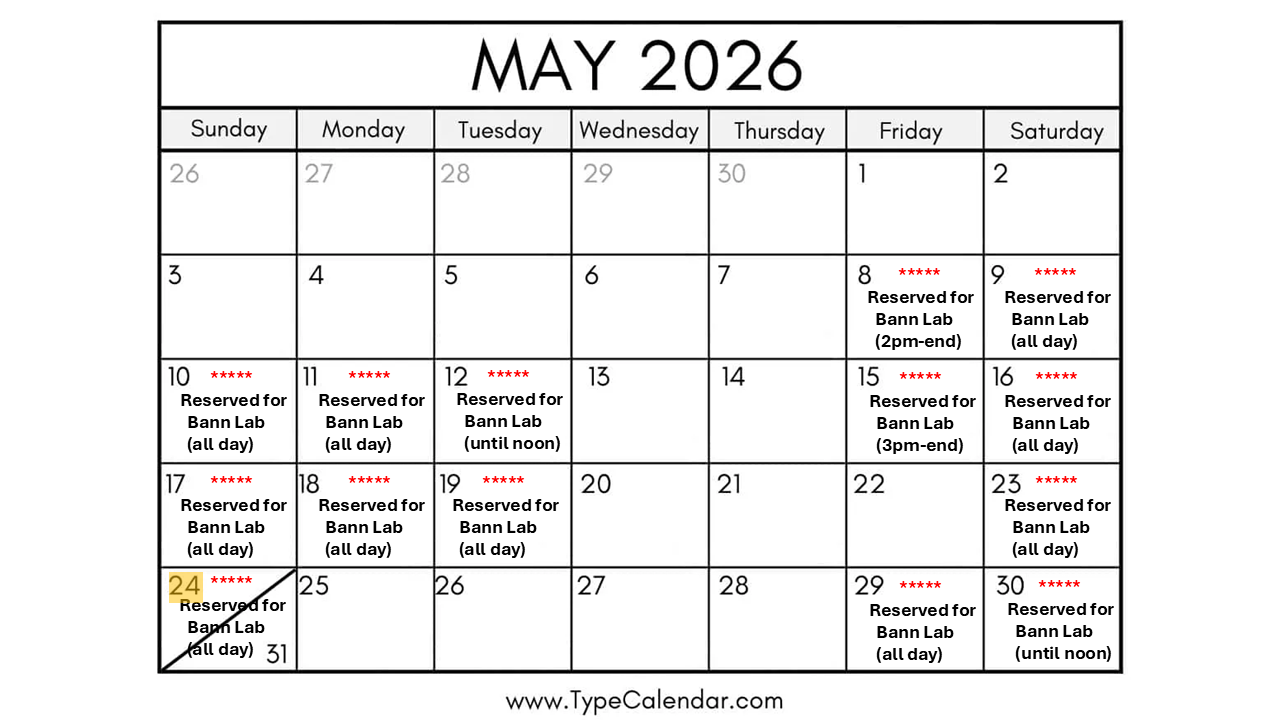 NMR reservation schedule for May 2026