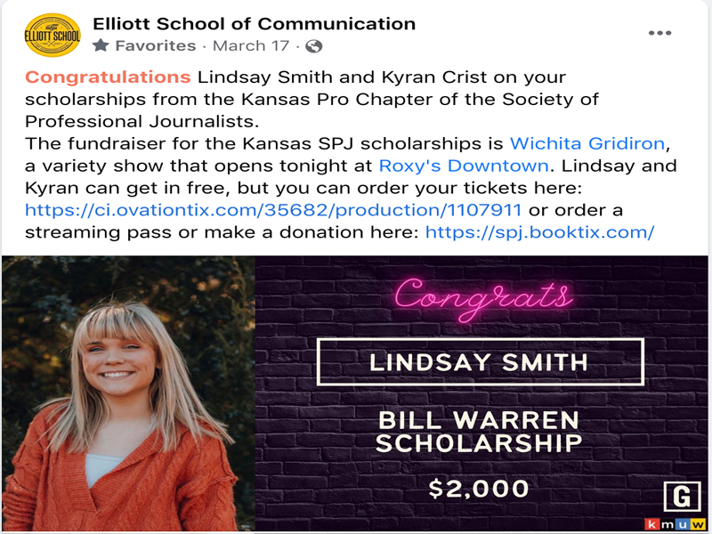 example facebook post of scholarship winner