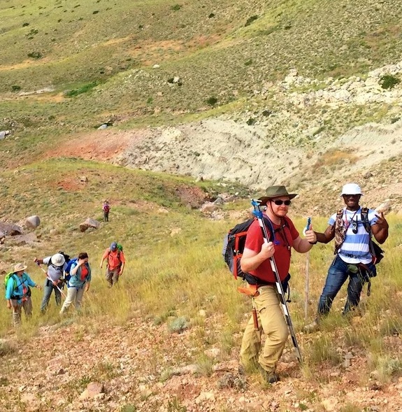 students in field