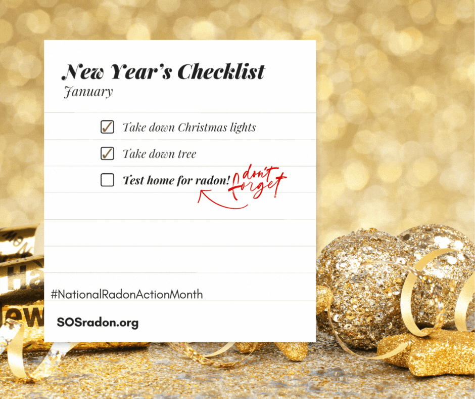 New Year's Checklist, January, Take down lights, Take down tree, Test home for radon!