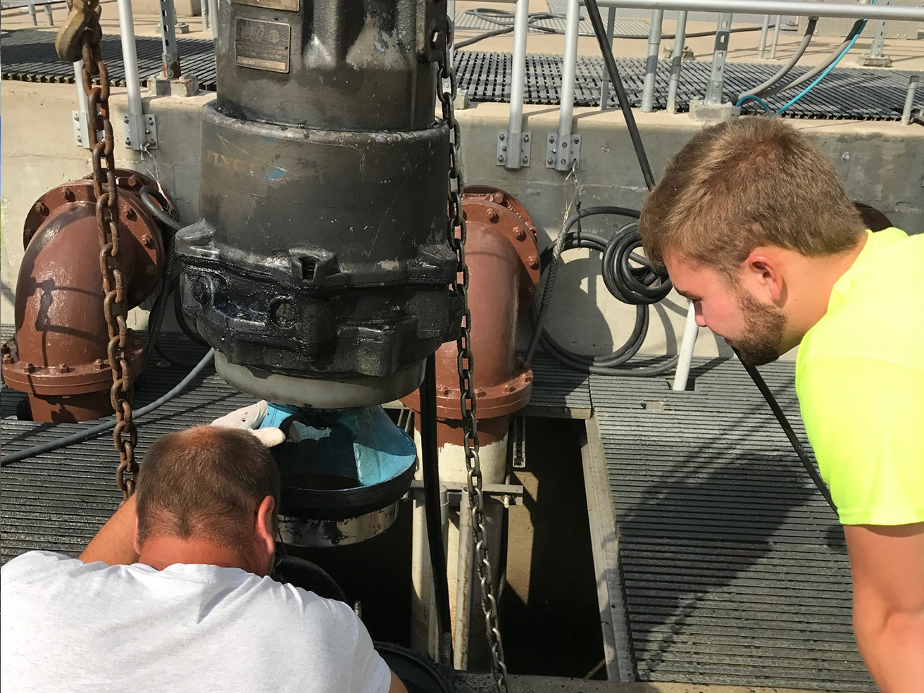 Photo of interns working at a water treatment plant