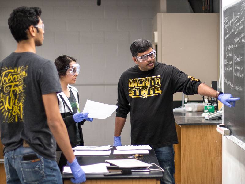 Professor and students in Chemistry class