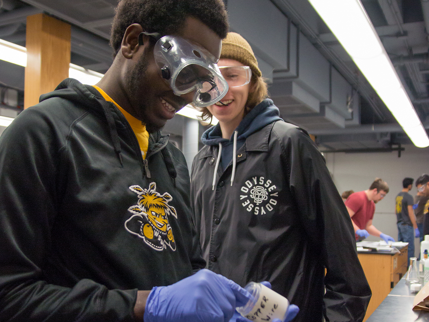 Chemistry partners in lab