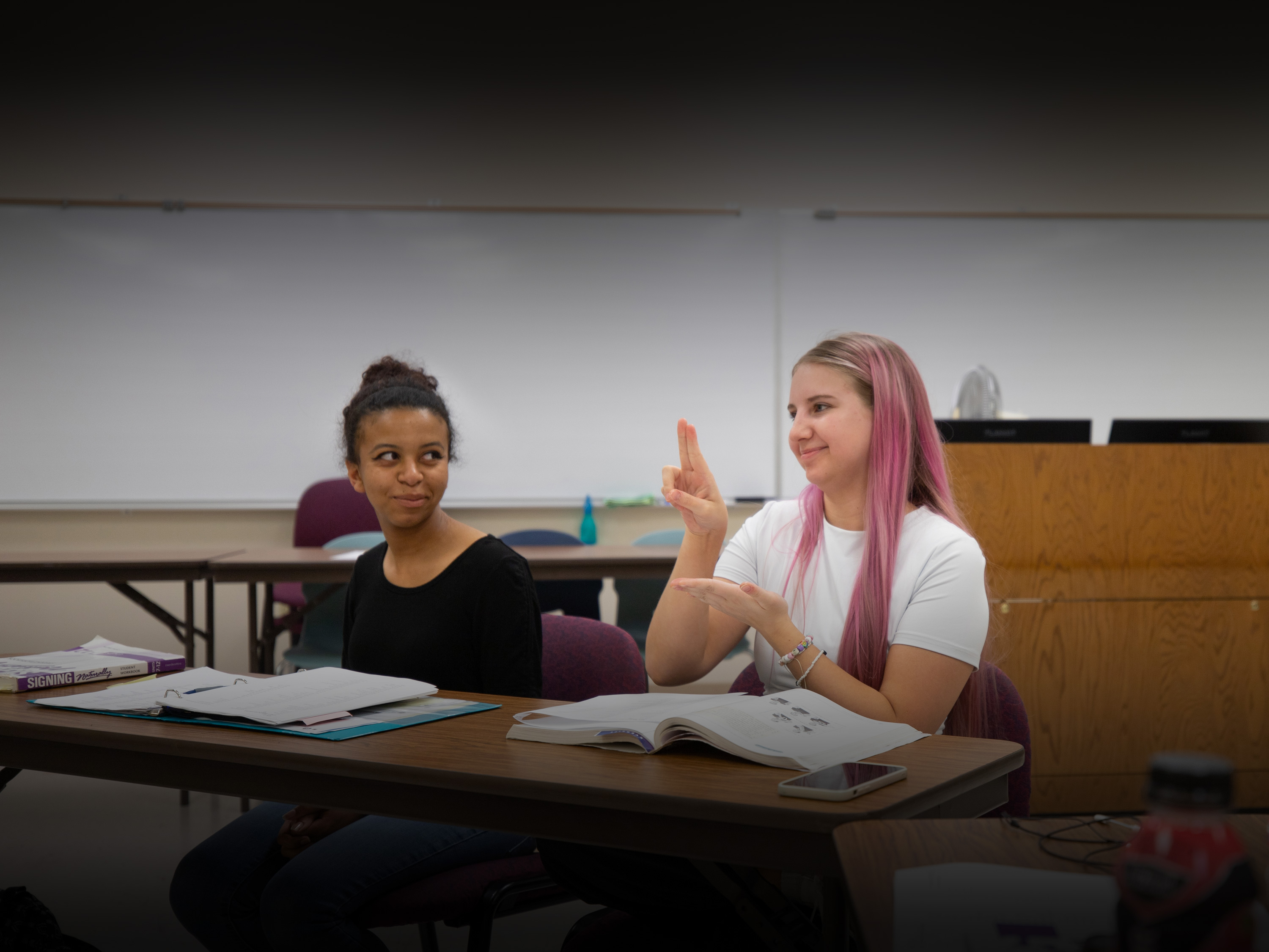 ASL students signing