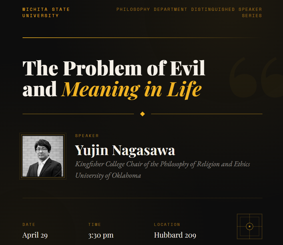 Flyer with date, time, and title of the talk and a headshot of Dr. Nagasawa