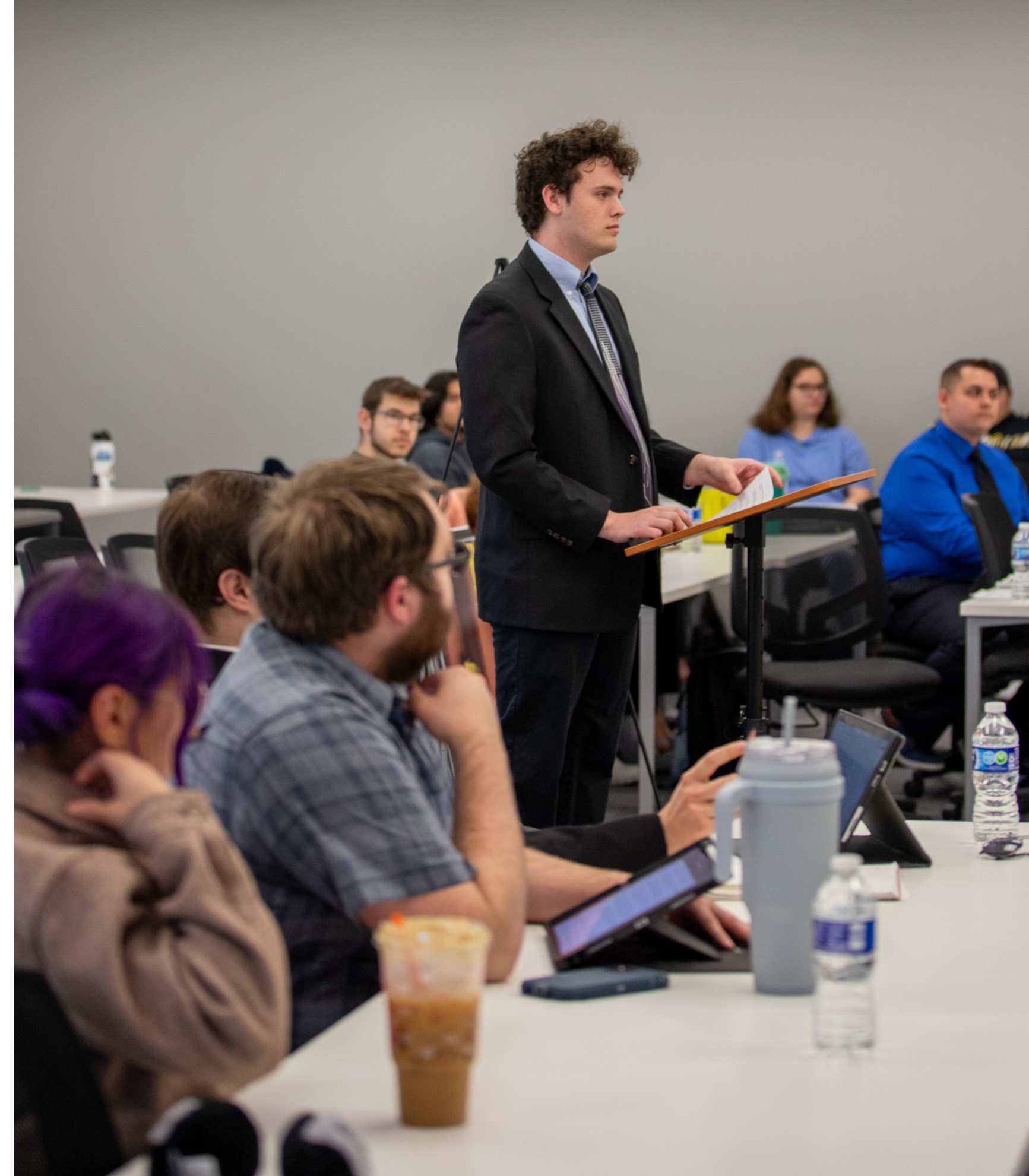 student speaking