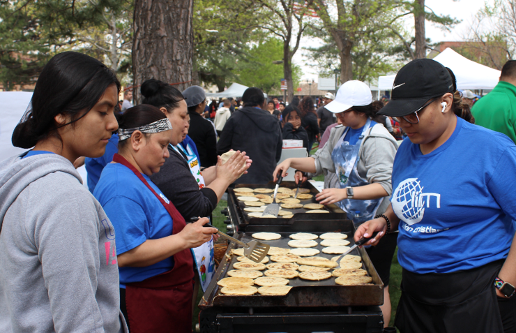 feeding group of people