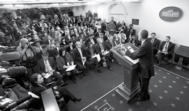 President Barack Obama holds a press conference ins the James S. Brady press briefing room of the White House Dec. 19, 2014. Photo by Chuck Kennedy.