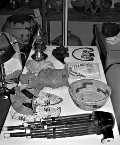 Several pieces to be used in Jordan' Adams' thesis project wait to be cleaned or repaired. 