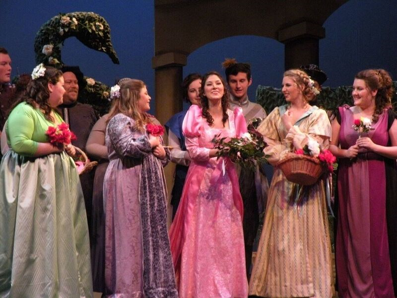 A group of WSU theatre students singing opera