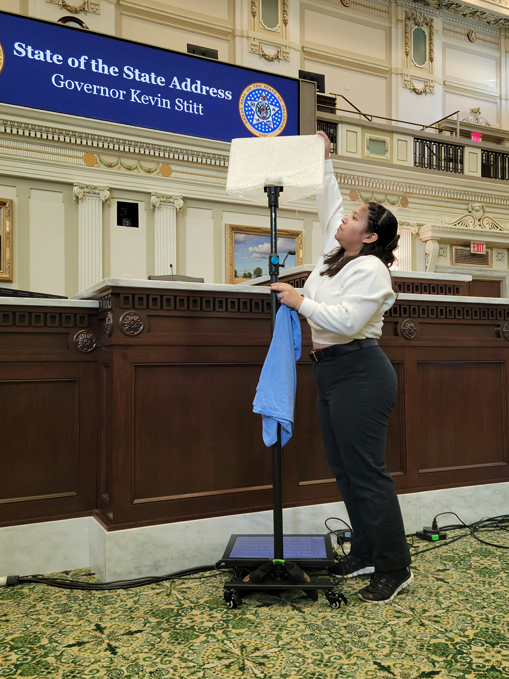 Legacy working on set.