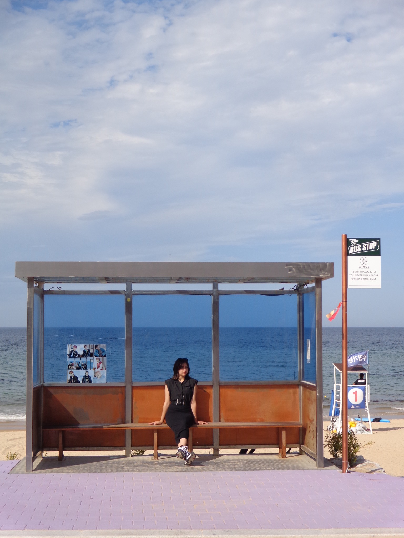 Yasmin Plascencia at a bus stop the boy group BTS was also at.