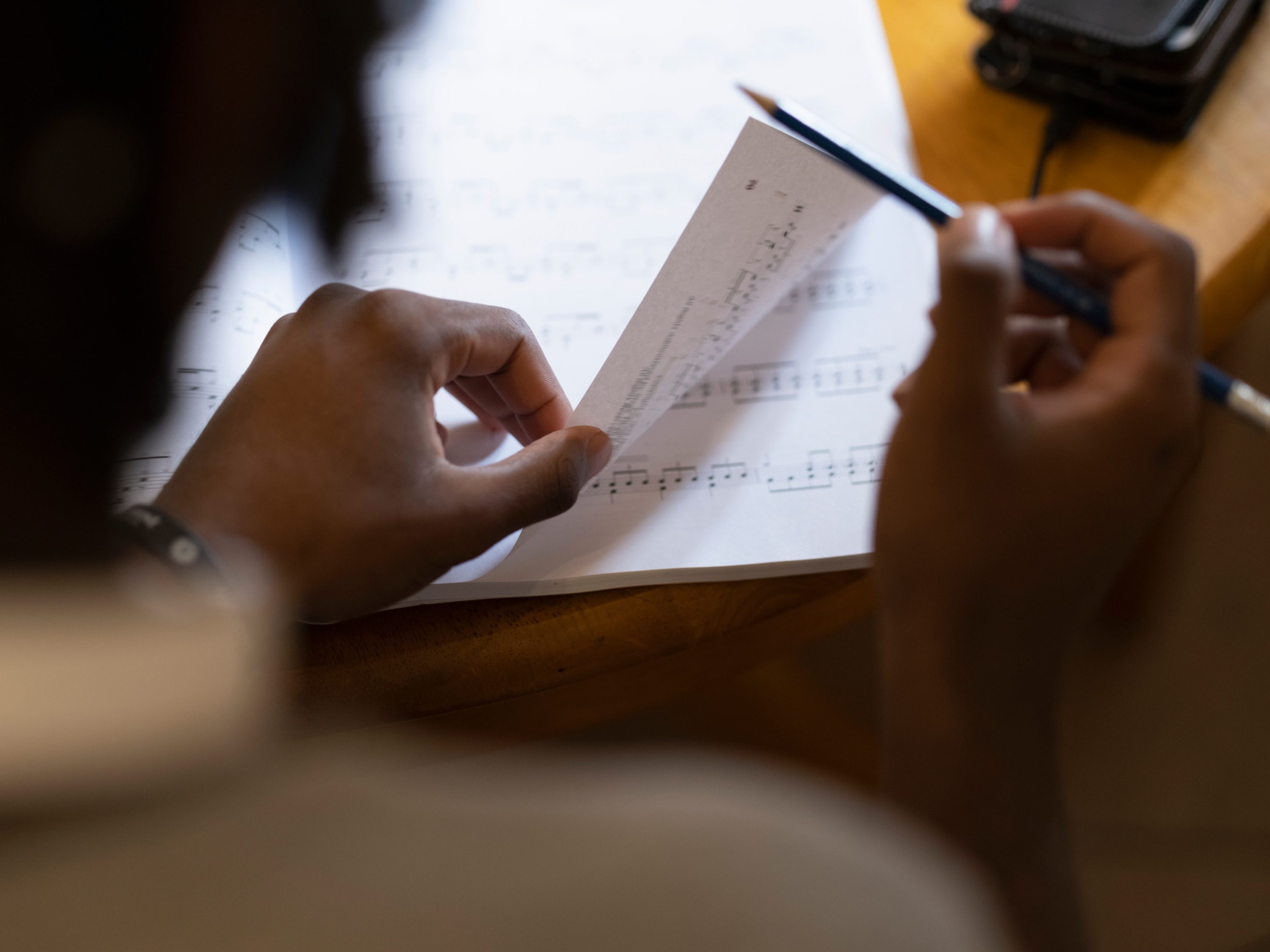 Student with sheet music