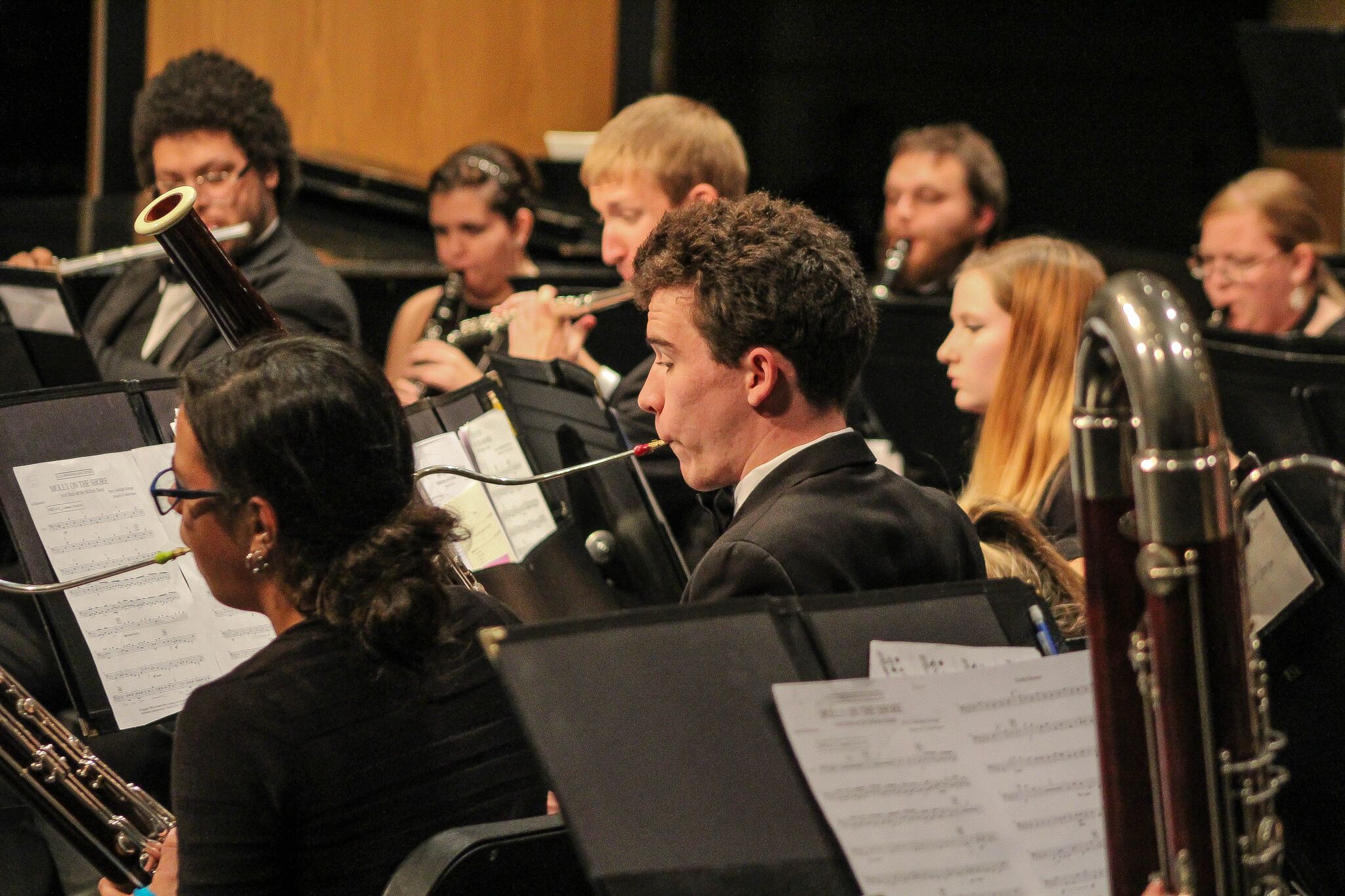 The wind ensemble performing