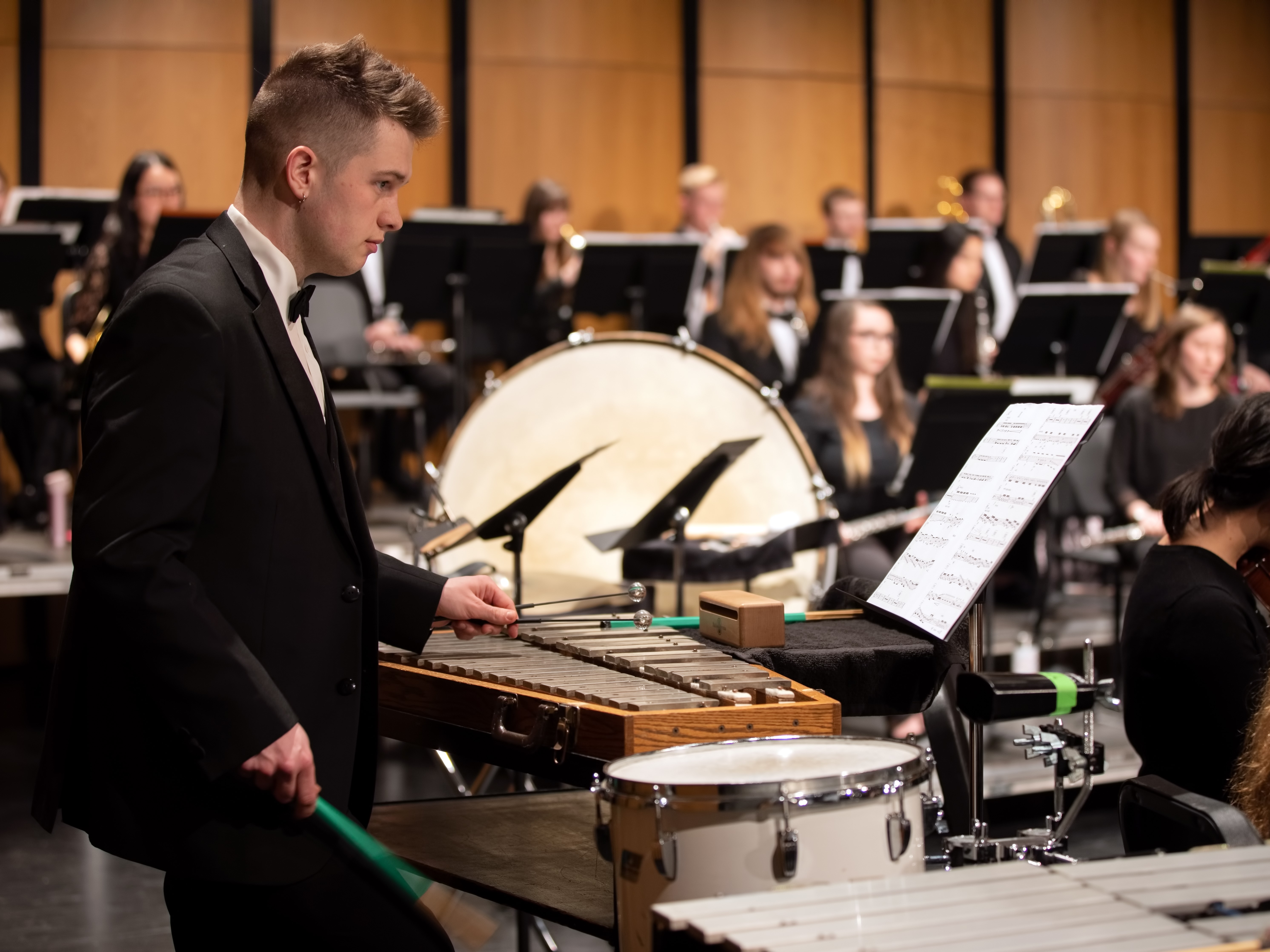 A percussion student