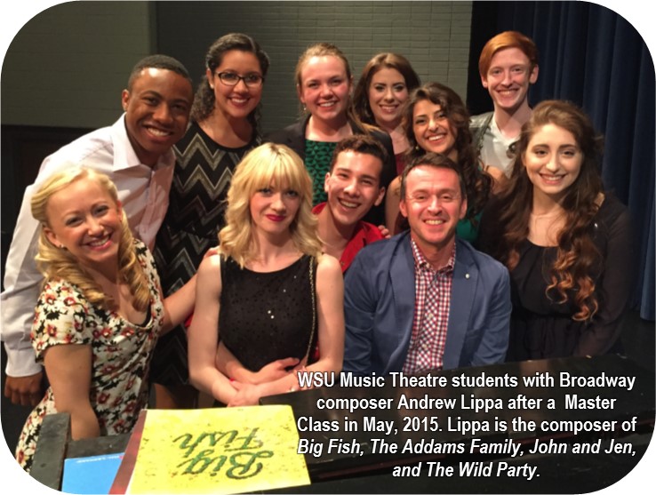 WSU Music Theatre students with Broadway composer Andrew Lippa.