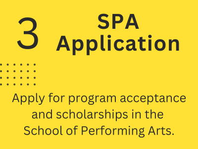 Apply for acceptance into the program of your choice at the School of Performing Arts