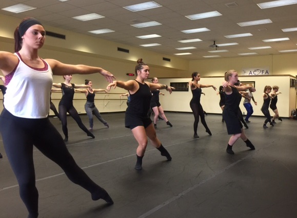 Dance students partaking in a practice session