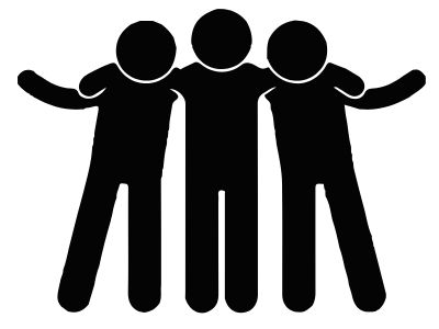 students with arms across shoulders