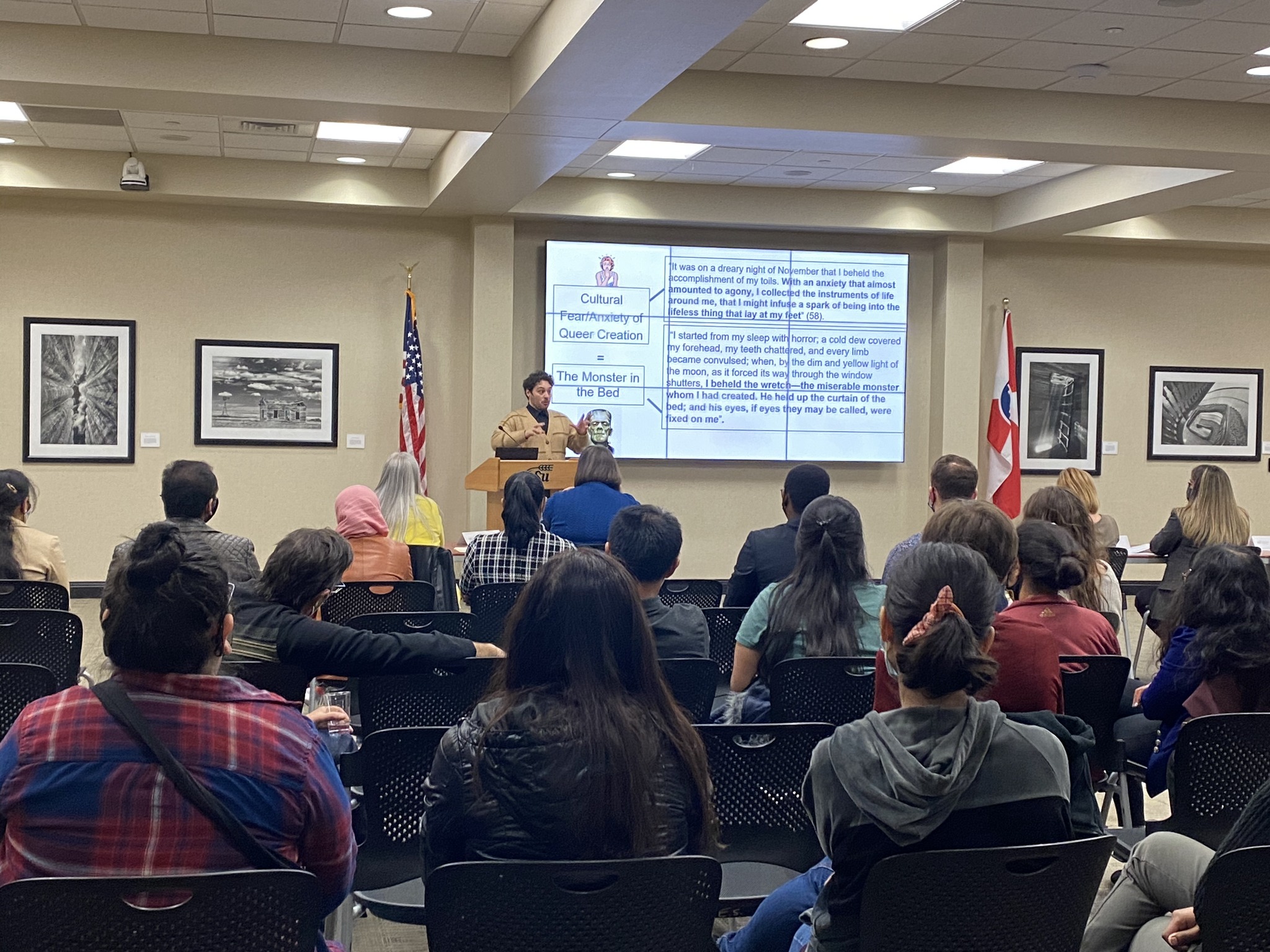 Student presenting at the 3MT Competition