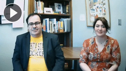 Animated gifts with two people greeting