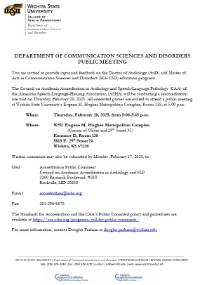 WSU CSD Accreditation Public Meeting Notice