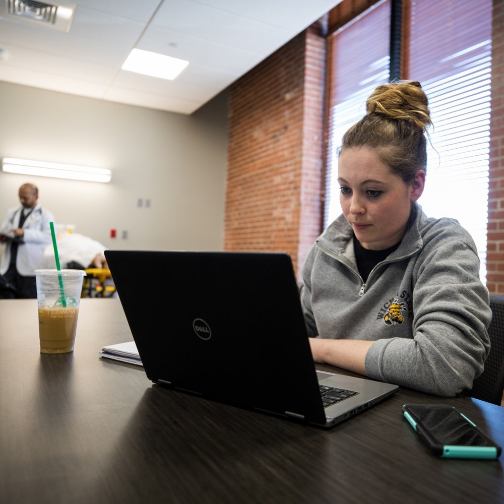 Student studying in a simulation lab