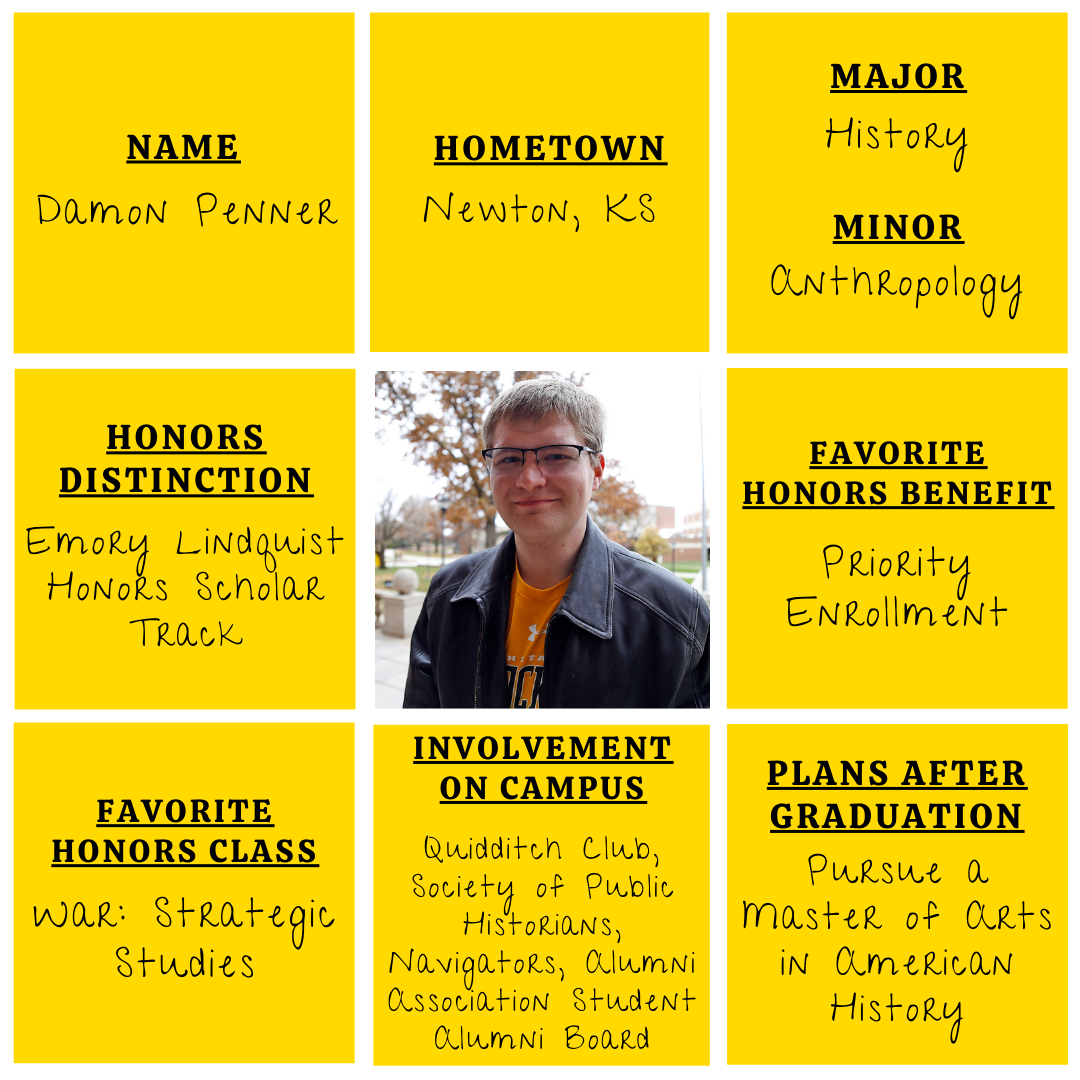 Photo of student with facts about him