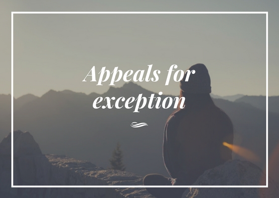 Appeals for exception