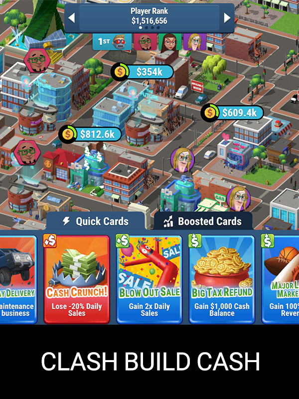 "Clash Build Cash" A screen shot of Venture Valley gameplay. 