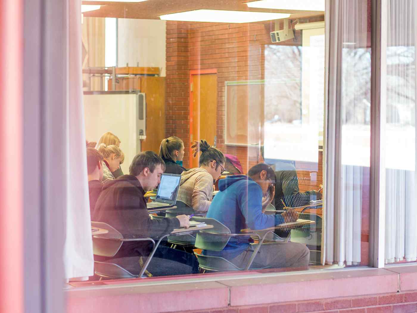 Students studying in the classroom.