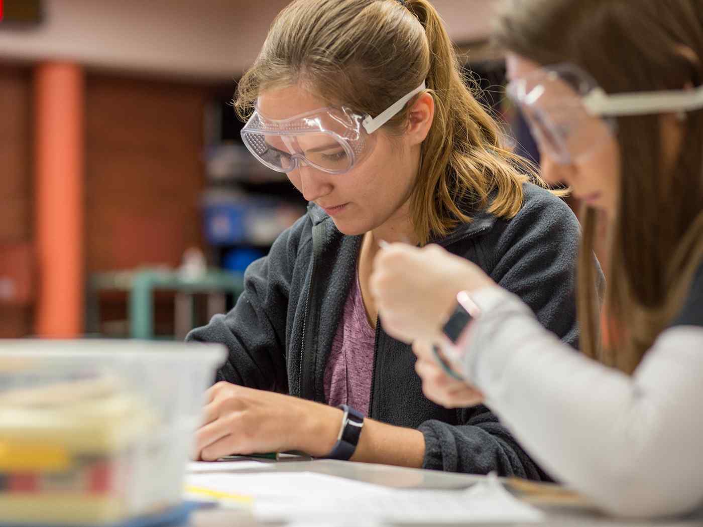 Female student in lab