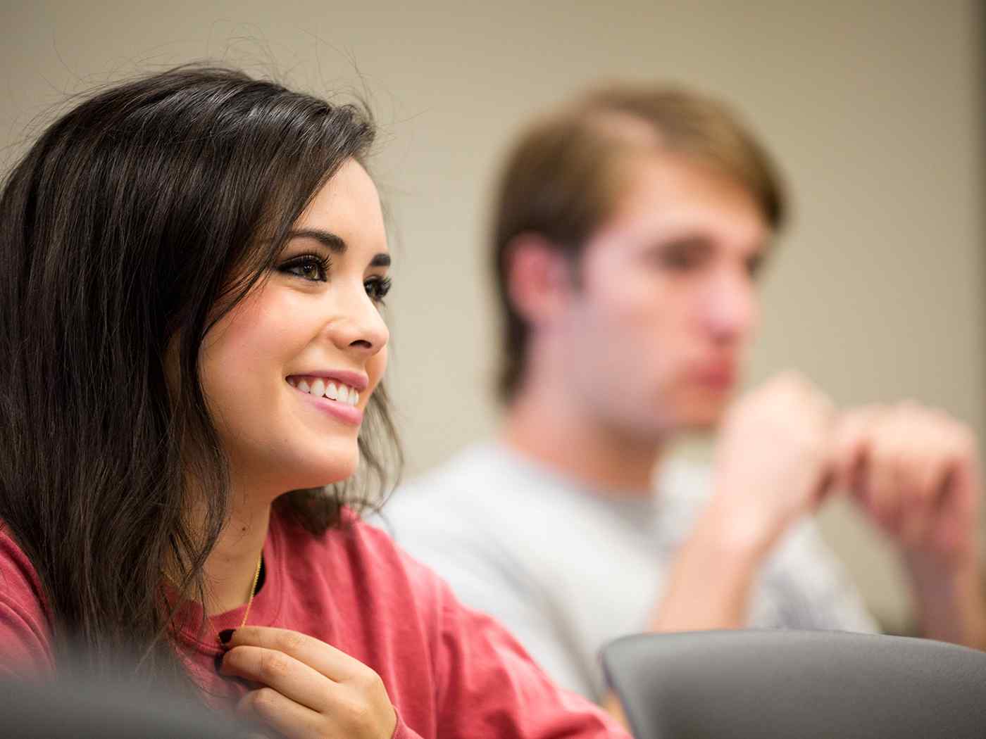 A stdudent participates in a class discussion