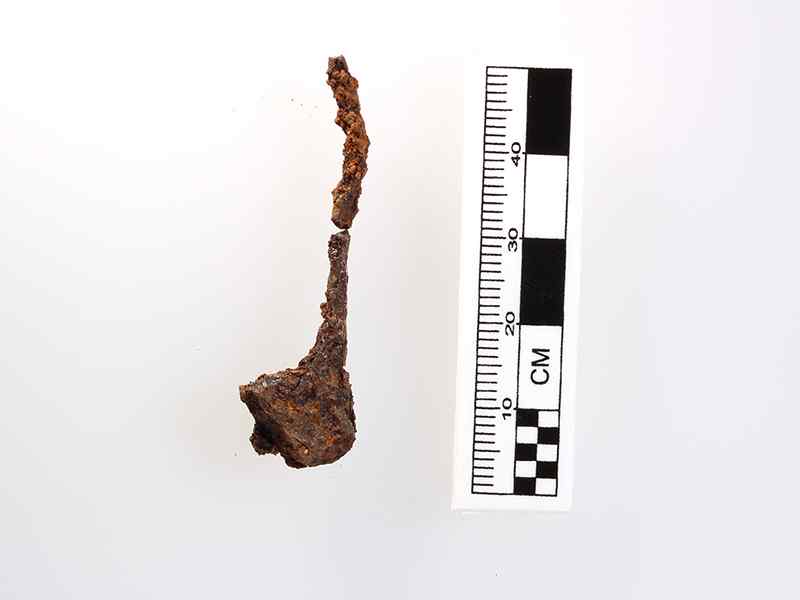 Horse shoe nail found at the site of a 1601 Spanish and Native American battle in Kansas.
