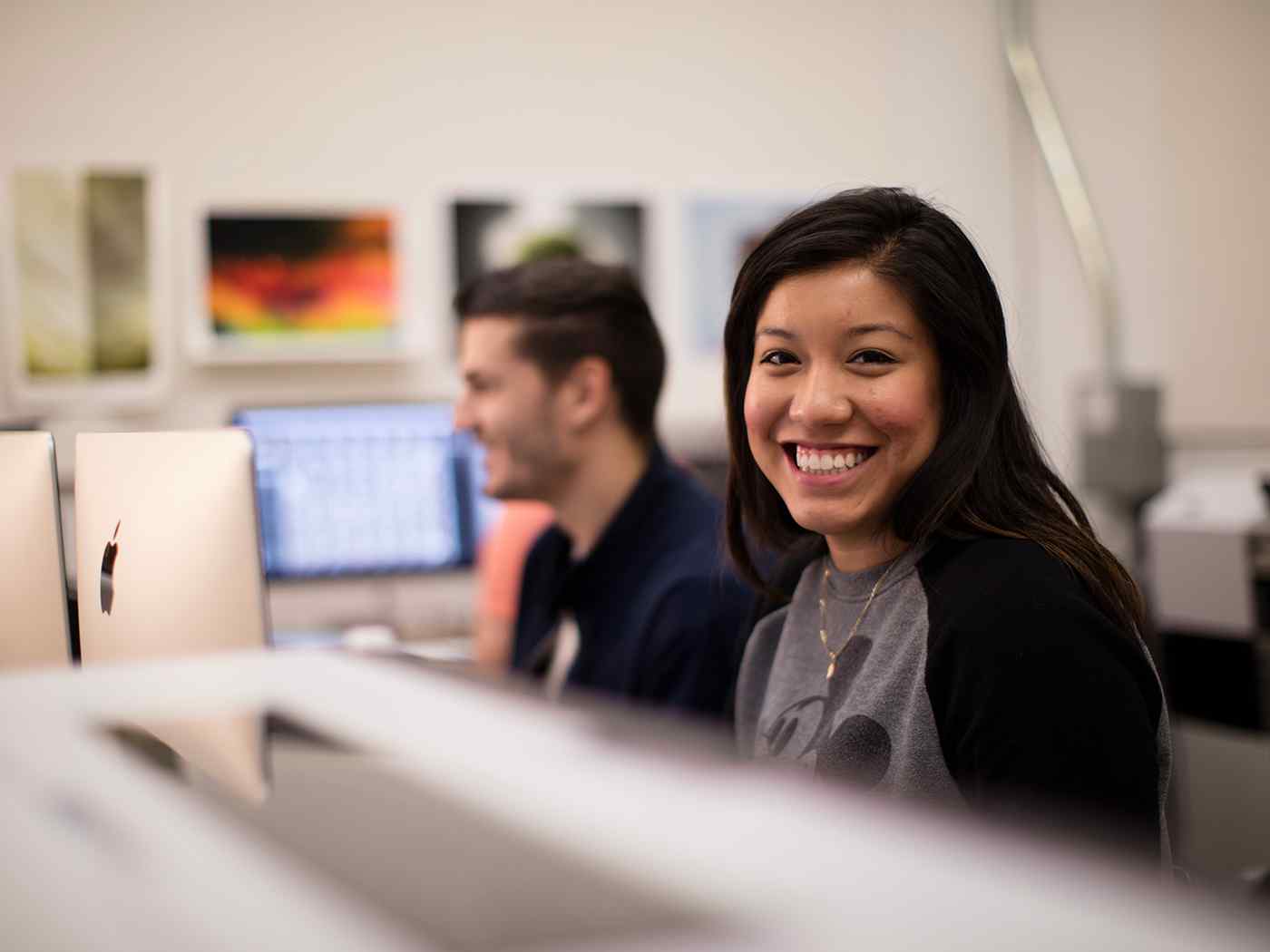 Student working at her computer.